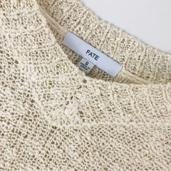 FATE Boho Distressed Knit Tiered Fringe Sweater Size Small - Picture 2 of 12